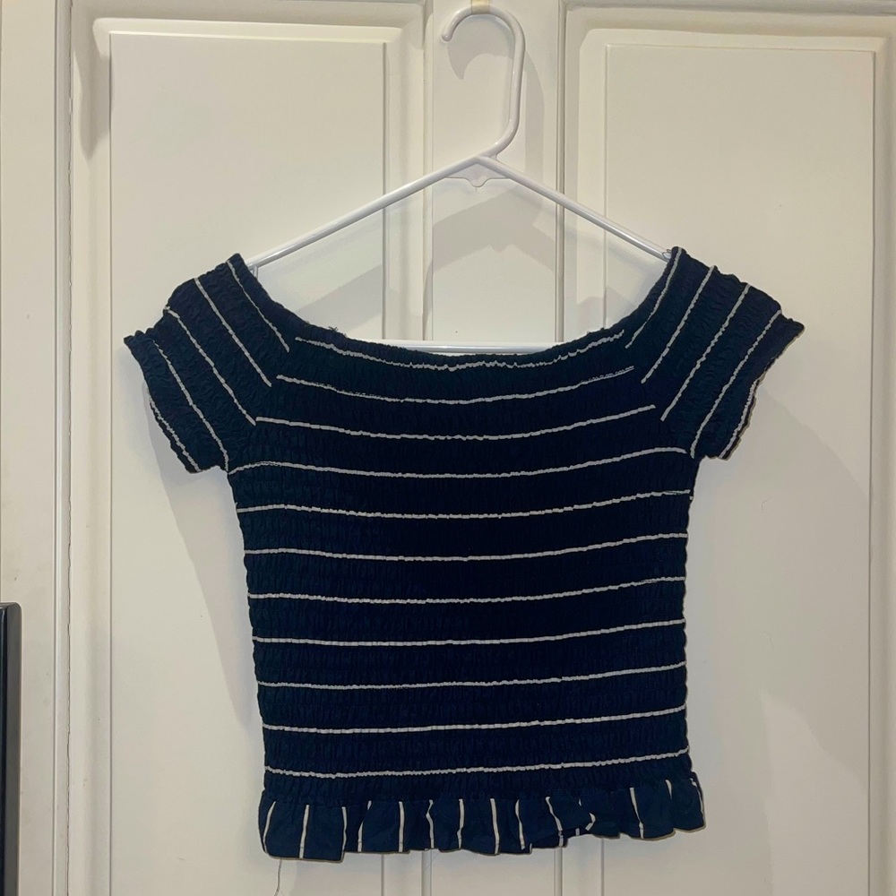 Navy blue Abercrombie off-the-shoulder tube top